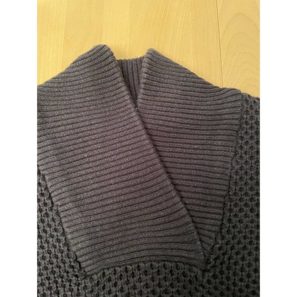 H&M Men's Shawl Collar Navy Sweater Size Small Warm Sweatshirt - Picture 4 of 8